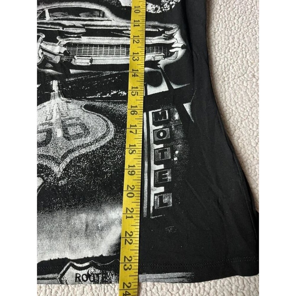 Vintage Y2K Route 66 Black & White Car Graphic Tshirt Womens M or Juniors XL - Picture 4 of 5
